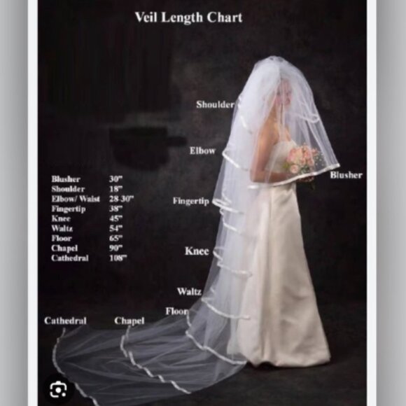 Fingertip Wedding Veil with Bowknot - Picture 4 of 4